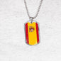 Spain Distressed Flag Necklace Spain Flag Stainless Steel or 18k Gold Dog Tag 24"-Express Your Love Gifts