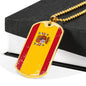Spain Distressed Flag Necklace Spain Flag Stainless Steel or 18k Gold Dog Tag 24"-Express Your Love Gifts