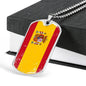 Spain Distressed Flag Necklace Spain Flag Stainless Steel or 18k Gold Dog Tag 24"-Express Your Love Gifts