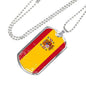 Spain Distressed Flag Necklace Spain Flag Stainless Steel or 18k Gold Dog Tag 24"-Express Your Love Gifts