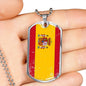 Spain Distressed Flag Necklace Spain Flag Stainless Steel or 18k Gold Dog Tag 24"-Express Your Love Gifts