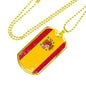 Spain Distressed Flag Necklace Spain Flag Stainless Steel or 18k Gold Dog Tag 24"-Express Your Love Gifts