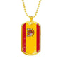 Spain Distressed Flag Necklace Spain Flag Stainless Steel or 18k Gold Dog Tag 24"-Express Your Love Gifts