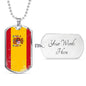 Spain Distressed Flag Necklace Spain Flag Stainless Steel or 18k Gold Dog Tag 24"-Express Your Love Gifts