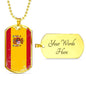 Spain Distressed Flag Necklace Spain Flag Stainless Steel or 18k Gold Dog Tag 24"-Express Your Love Gifts