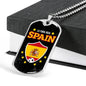 Spain Flag And Futbol/Soccer Necklace Stainless Steel or 18k Gold Dog Tag 24" Chain-Express Your Love Gifts
