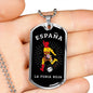 Spain Flag & Futbol/Soccer Necklace Stainless Steel or 18k Gold Dog Tag 24" Chain-Express Your Love Gifts
