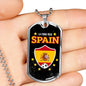 Spain Flag And Futbol/Soccer Necklace Stainless Steel or 18k Gold Dog Tag 24" Chain-Express Your Love Gifts