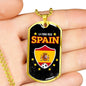Spain Flag And Futbol/Soccer Necklace Stainless Steel or 18k Gold Dog Tag 24" Chain-Express Your Love Gifts