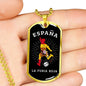 Spain Flag & Futbol/Soccer Necklace Stainless Steel or 18k Gold Dog Tag 24" Chain-Express Your Love Gifts