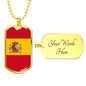 Spain Flag Necklace Spain Flag Stainless Steel or 18k Gold Dog Tag 24" - Express Your Love Gifts