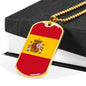 Spain Flag Necklace Spain Flag Stainless Steel or 18k Gold Dog Tag 24" - Express Your Love Gifts