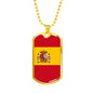 Spain Flag Necklace Spain Flag Stainless Steel or 18k Gold Dog Tag 24" - Express Your Love Gifts