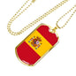 Spain Flag Necklace Spain Flag Stainless Steel or 18k Gold Dog Tag 24" - Express Your Love Gifts