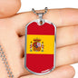 Spain Flag Necklace Spain Flag Stainless Steel or 18k Gold Dog Tag 24" - Express Your Love Gifts