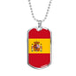 Spain Flag Necklace Spain Flag Stainless Steel or 18k Gold Dog Tag 24" - Express Your Love Gifts