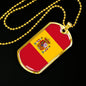 Spain Flag Necklace Spain Flag Stainless Steel or 18k Gold Dog Tag 24" - Express Your Love Gifts