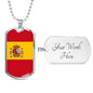 Spain Flag Necklace Spain Flag Stainless Steel or 18k Gold Dog Tag 24" - Express Your Love Gifts