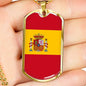 Spain Flag Necklace Spain Flag Stainless Steel or 18k Gold Dog Tag 24" - Express Your Love Gifts