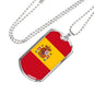 Spain Flag Necklace Spain Flag Stainless Steel or 18k Gold Dog Tag 24" - Express Your Love Gifts