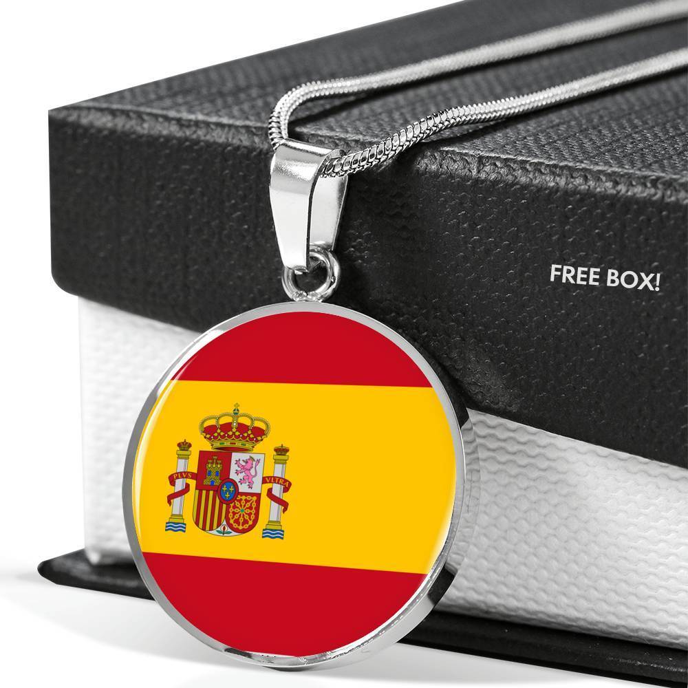 Spain Flag Necklace Sweden Flag Stainless Steel or 18k Gold 18-22" - Express Your Love Gifts