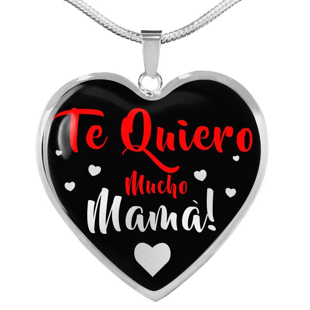 Spanish Mother Gift Necklace Stainless Steel or 18k Gold Heart Pendant 18-22" - Express Your Love Gifts