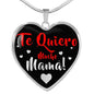 Spanish Mother Gift Necklace Stainless Steel or 18k Gold Heart Pendant 18-22" - Express Your Love Gifts