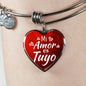 Spanish My Love Is Yours Heart Bangle Bracelet Latina Gift-Express Your Love Gifts