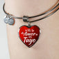 Spanish My Love Is Yours Heart Bangle Bracelet Latina Gift-Express Your Love Gifts