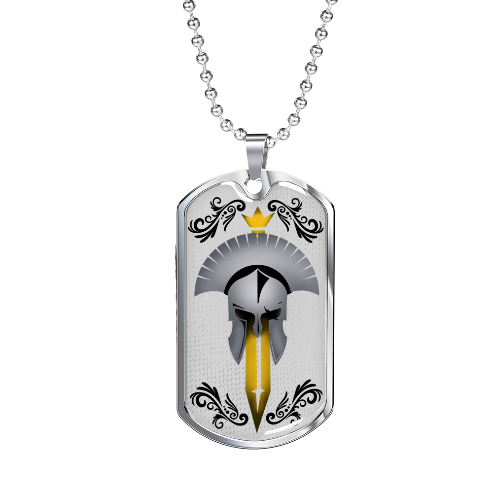 Spartan Roman Gladiator Stainless Steel or 18k Gold Dog Tag Necklace 24" Ball Chain-Express Your Love Gifts