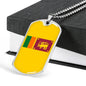 Sri Lanka Flag Necklace Sri Lanka Flag Stainless Steel or 18k Gold Dog Tag 24" - Express Your Love Gifts