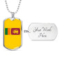 Sri Lanka Flag Necklace Sri Lanka Flag Stainless Steel or 18k Gold Dog Tag 24" - Express Your Love Gifts