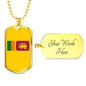 Sri Lanka Flag Necklace Sri Lanka Flag Stainless Steel or 18k Gold Dog Tag 24" - Express Your Love Gifts