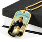 St. Dominic Catholic Necklace Stainless Steel or 18k Gold Dog Tag 24" Chain-Express Your Love Gifts
