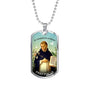 St. Dominic Catholic Necklace Stainless Steel or 18k Gold Dog Tag 24" Chain-Express Your Love Gifts