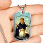 St. Dominic Catholic Necklace Stainless Steel or 18k Gold Dog Tag 24" Chain-Express Your Love Gifts