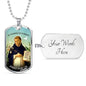 St. Dominic Catholic Necklace Stainless Steel or 18k Gold Dog Tag 24" Chain-Express Your Love Gifts
