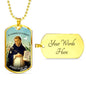 St. Dominic Catholic Necklace Stainless Steel or 18k Gold Dog Tag 24" Chain-Express Your Love Gifts
