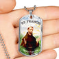 St. Francis Catholic Necklace Stainless Steel or 18k Gold Dog Tag 24" Chain-Express Your Love Gifts