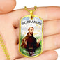 St. Francis Catholic Necklace Stainless Steel or 18k Gold Dog Tag 24" Chain-Express Your Love Gifts