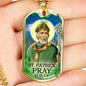 St. Patrick Catholic Necklace Stainless Steel or 18k Gold Dog Tag 24" Chain-Express Your Love Gifts