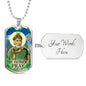 St. Patrick Catholic Necklace Stainless Steel or 18k Gold Dog Tag 24" Chain-Express Your Love Gifts