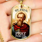 St. Paul Catholic Necklace Stainless Steel or 18k Gold Dog Tag 24" Chain-Express Your Love Gifts