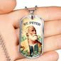 St. Peter Catholic Necklace Stainless Steel or 18k Gold Dog Tag 24" Chain-Express Your Love Gifts