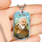 St. Pio Catholic Necklace Stainless Steel or 18k Gold Dog Tag 24" Chain-Express Your Love Gifts