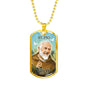 St. Pio Catholic Necklace Stainless Steel or 18k Gold Dog Tag 24" Chain-Express Your Love Gifts