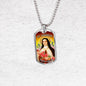 St. Therese Catholic Necklace Stainless Steel or 18k Gold Dog Tag 24" Chain-Express Your Love Gifts
