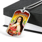 St. Therese Catholic Necklace Stainless Steel or 18k Gold Dog Tag 24" Chain-Express Your Love Gifts