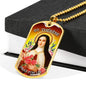 St. Therese Catholic Necklace Stainless Steel or 18k Gold Dog Tag 24" Chain-Express Your Love Gifts