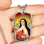 St. Therese Catholic Necklace Stainless Steel or 18k Gold Dog Tag 24" Chain-Express Your Love Gifts